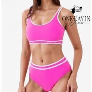 Aimage Crop Ribbed Bikini Swimsuit Size M